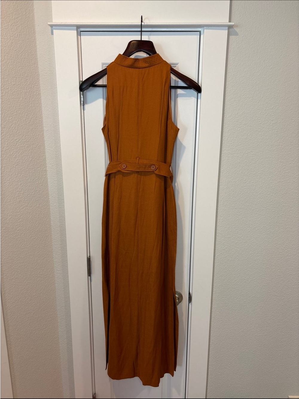 Karen Millen Sleeveless Maxi Dress in Burnt Orange